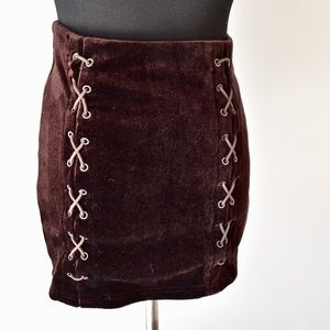 Forever 21 Skirts - Forever 21 Brown Velour Boho Lace Up Skirt Forever 21 Skirts - Forever 21 Brown Velour Boho Lace Up Skirt